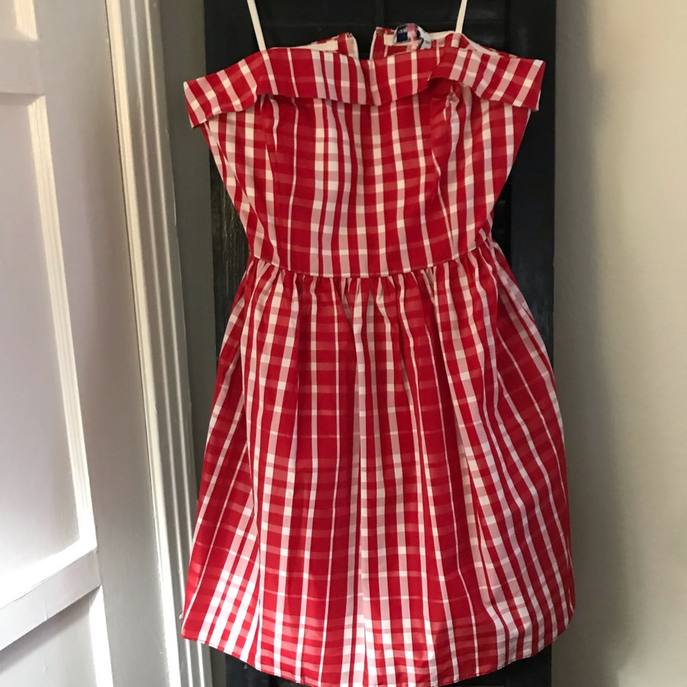 Vineyard Vines Red and White Holiday Plaid Strapless Dress 8 Christmas